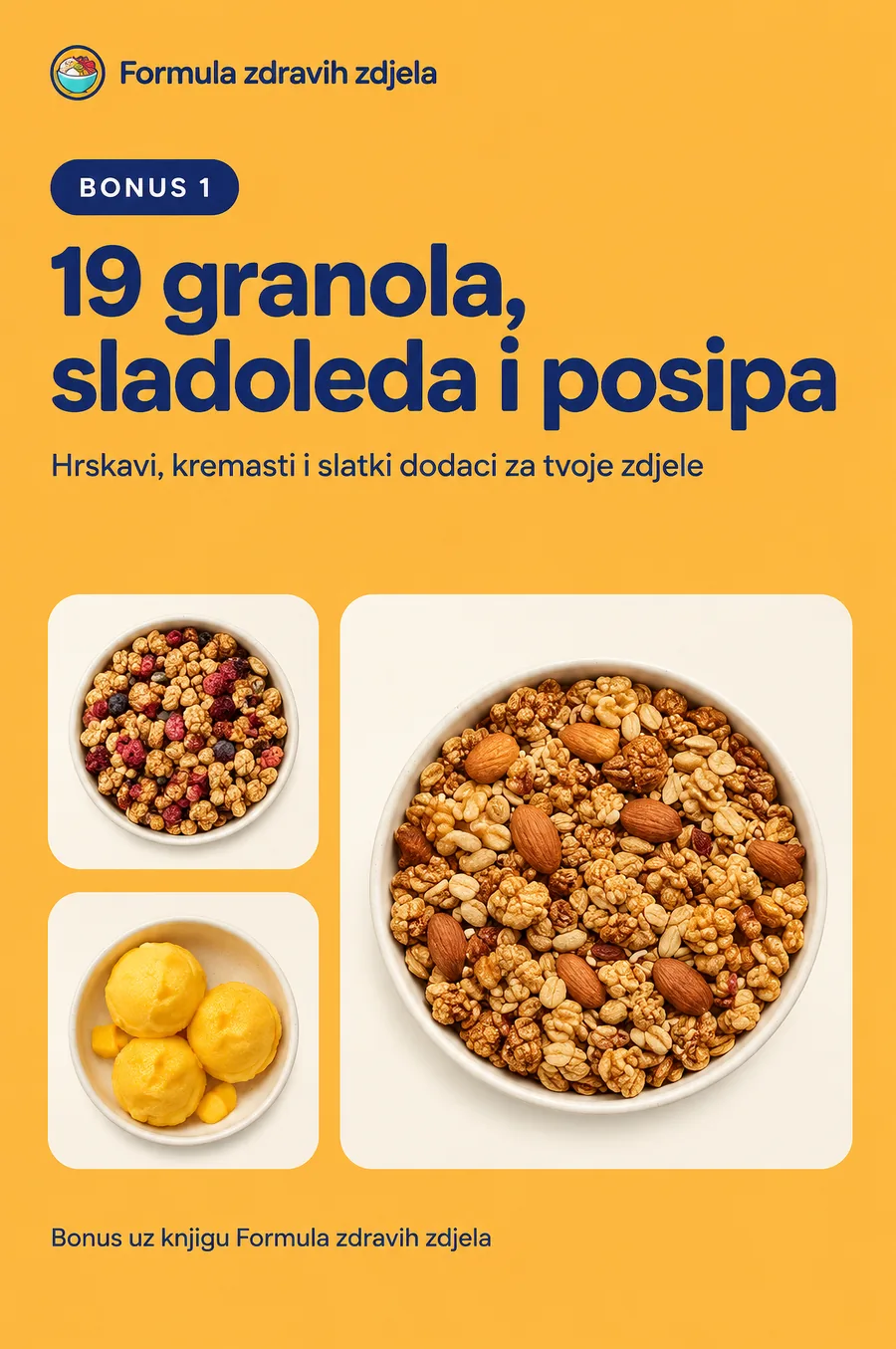 Naslovnica bonus knjige 19 granola, sladoleda i posipa